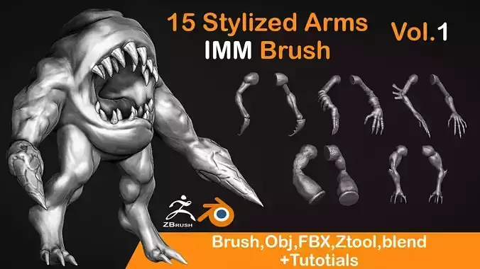 15 Stylized Arm IMM Brush 3D model
