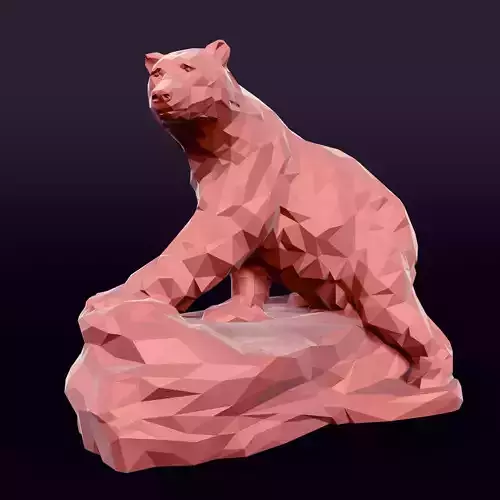 Polygonal Bear Statue 3D print model