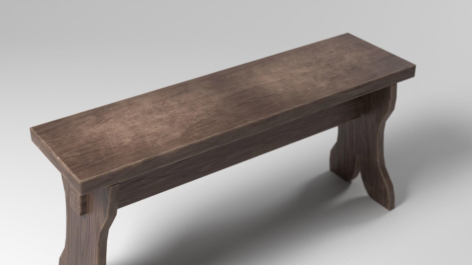 Medieval bench - Low Poly HQ Game-ready model Free low-poly 3D model_2