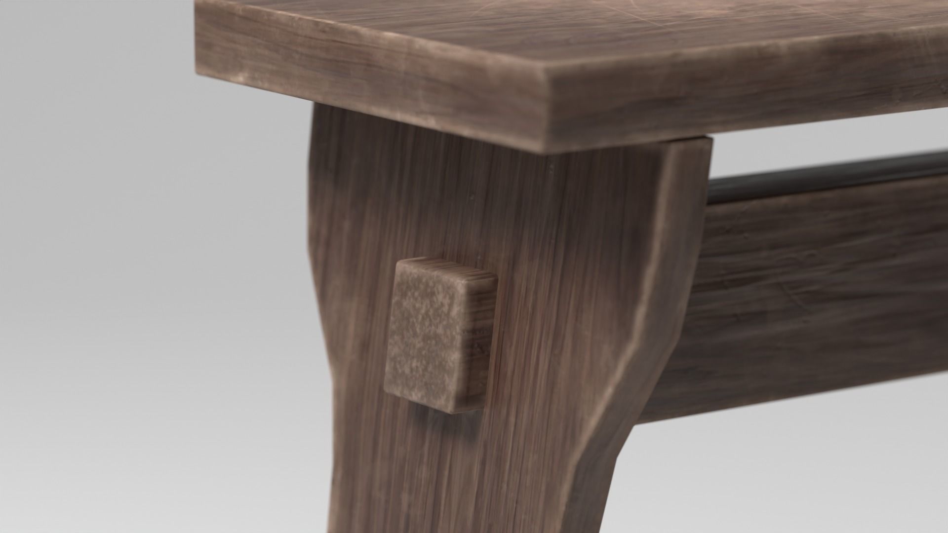 Medieval bench - Low Poly HQ Game-ready model Free low-poly 3D model_3