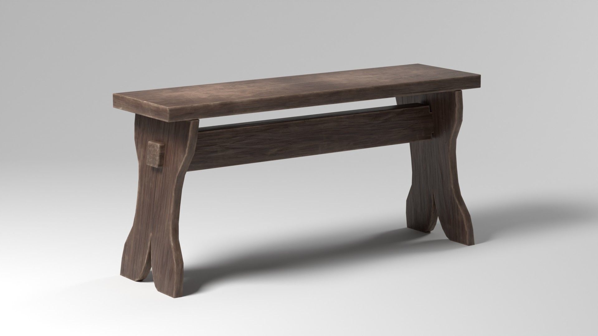 Medieval bench - Low Poly HQ Game-ready model Free low-poly 3D model_1