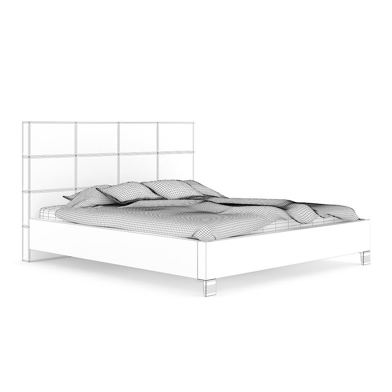 White Bed 3D model_1