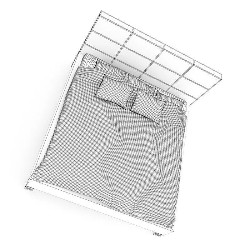 White Bed 3D model_0