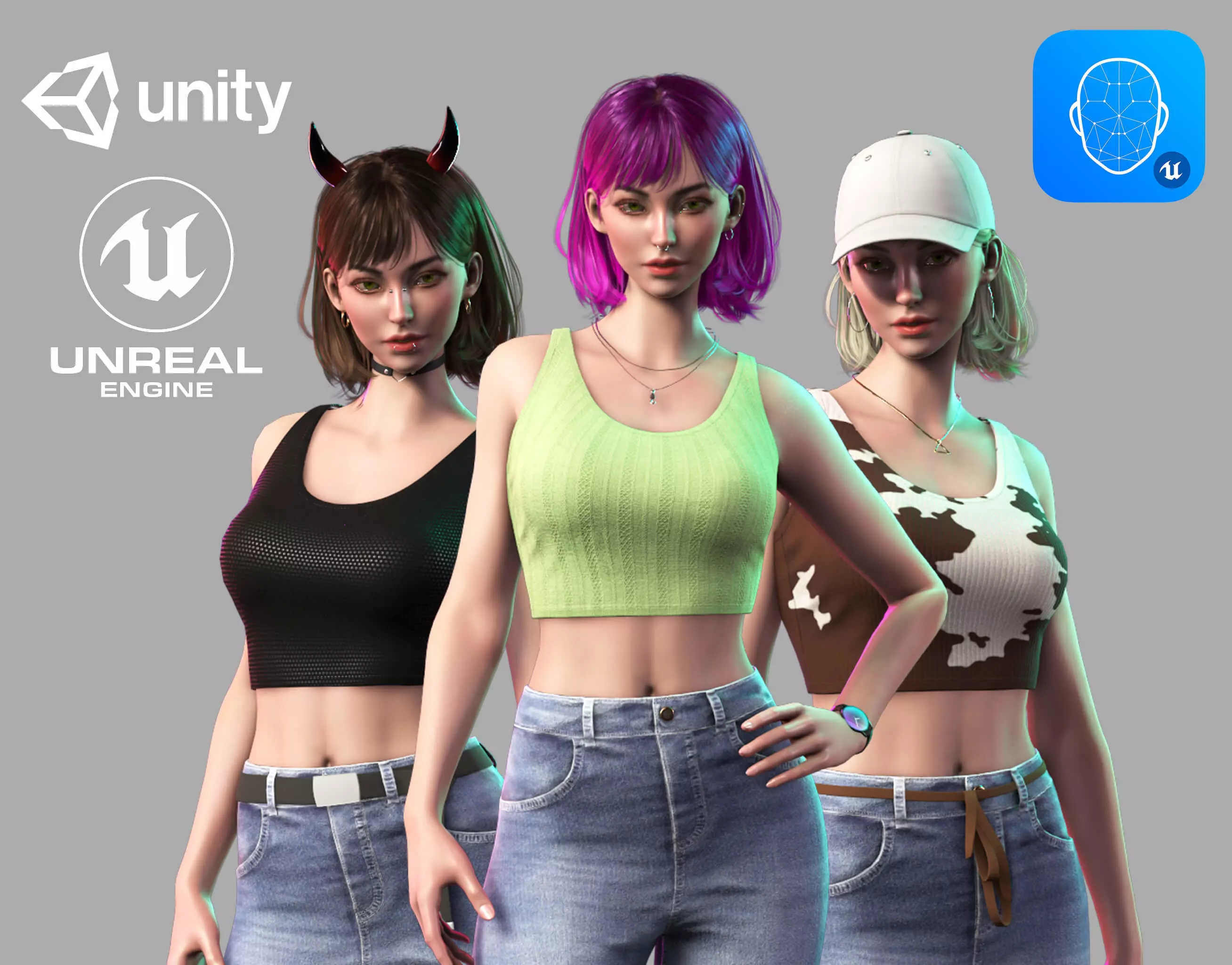 Streetwear Girl 1 - Casual Wear Girls Pack 1 Game-Ready Low-poly 3D model_0