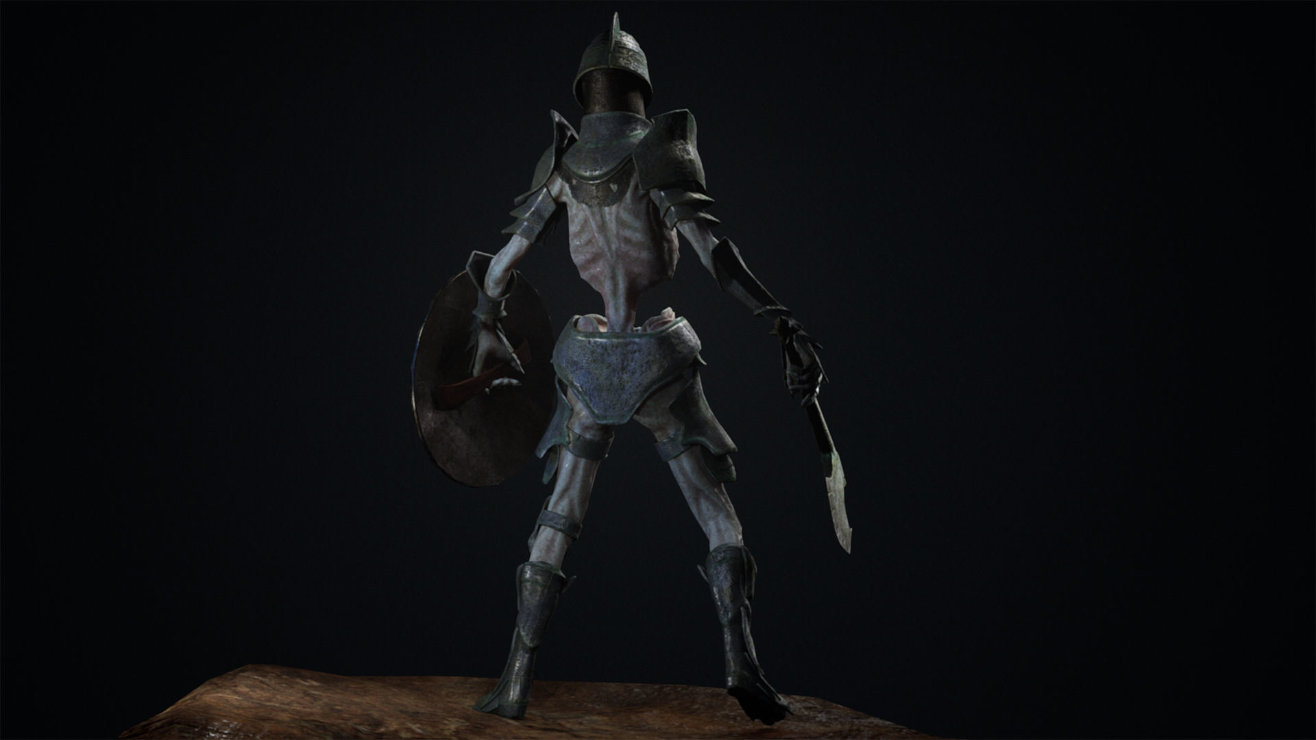 Undead warrior Low-poly 3D model_26