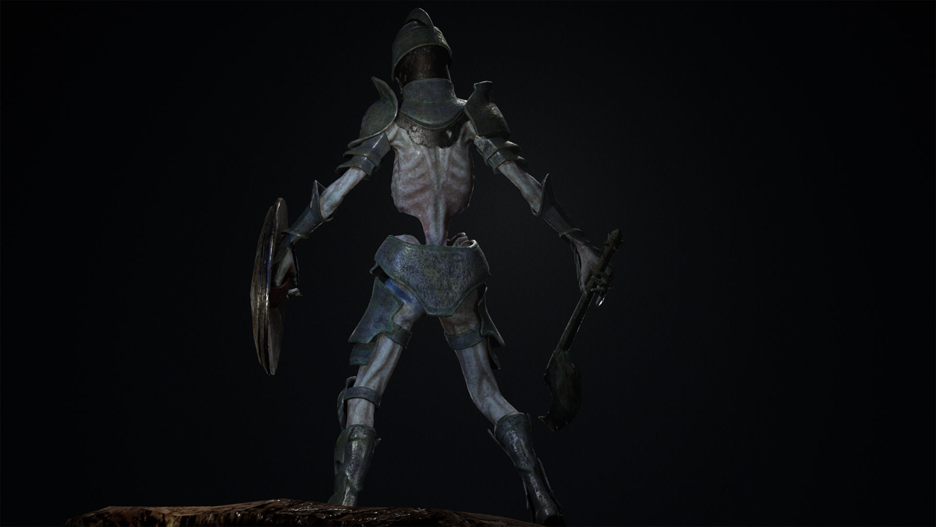 Undead warrior Low-poly 3D model_21