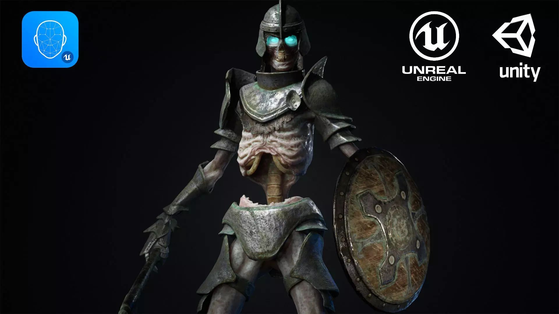 Undead warrior Low-poly 3D model_0