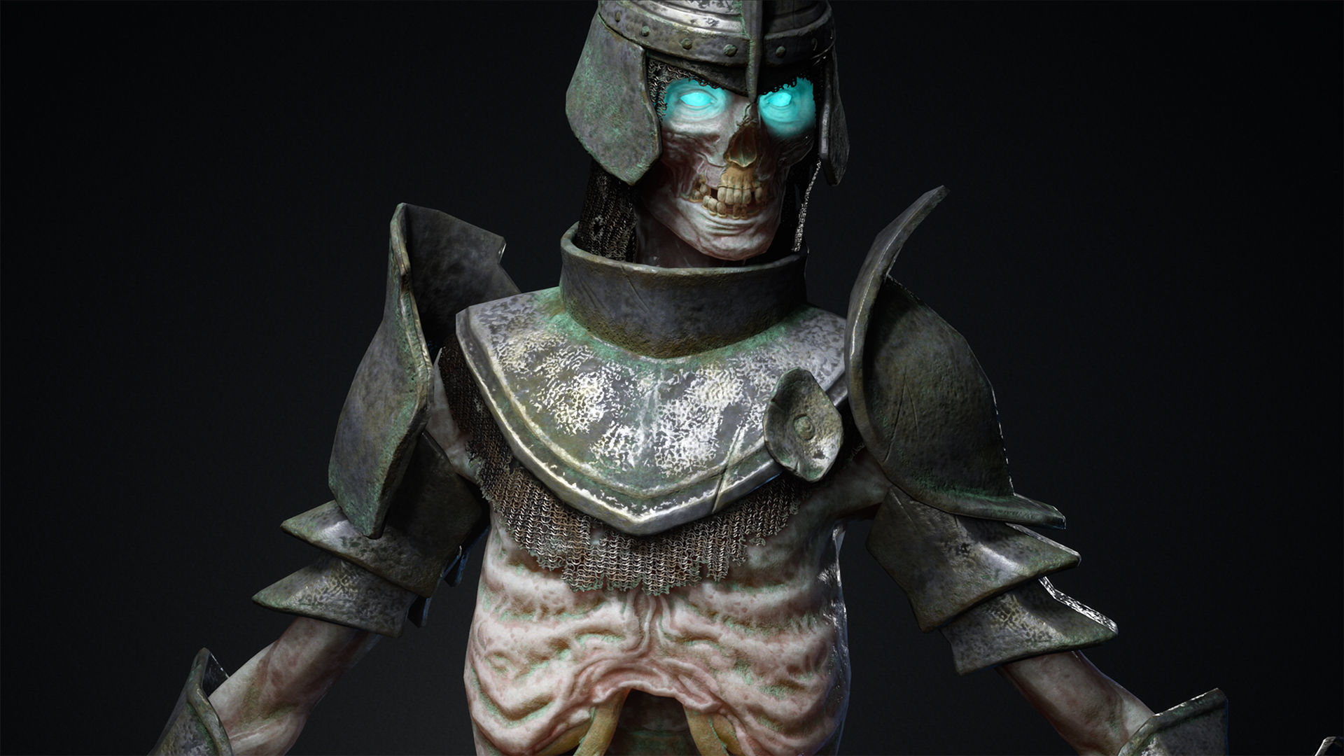 Undead warrior Low-poly 3D model_7