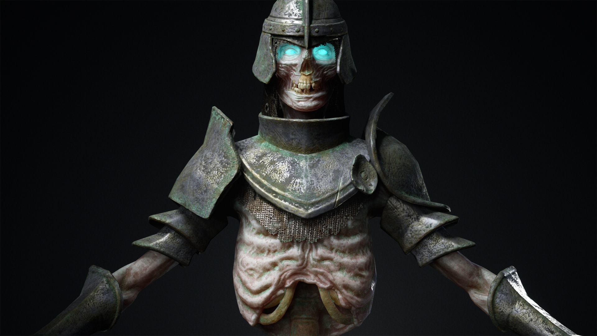 Undead warrior Low-poly 3D model_9