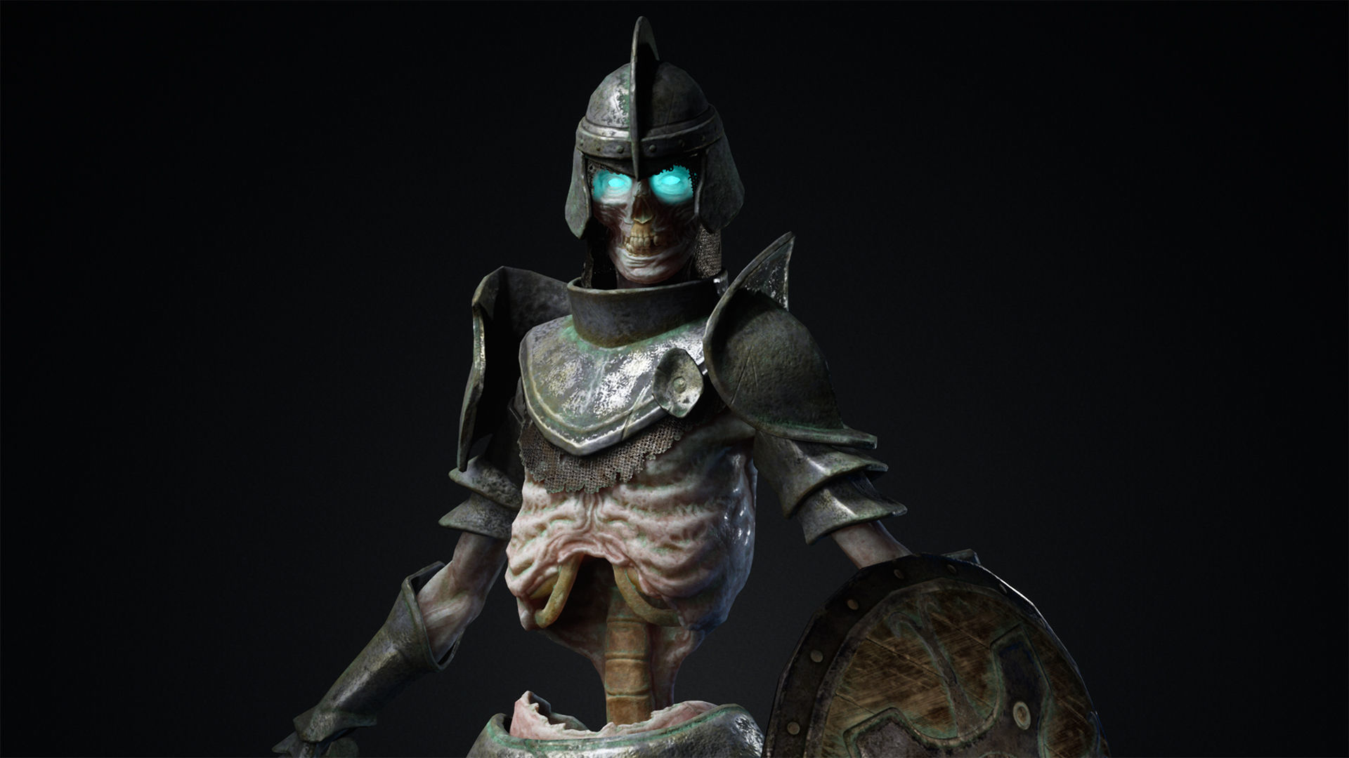 Undead warrior Low-poly 3D model_4