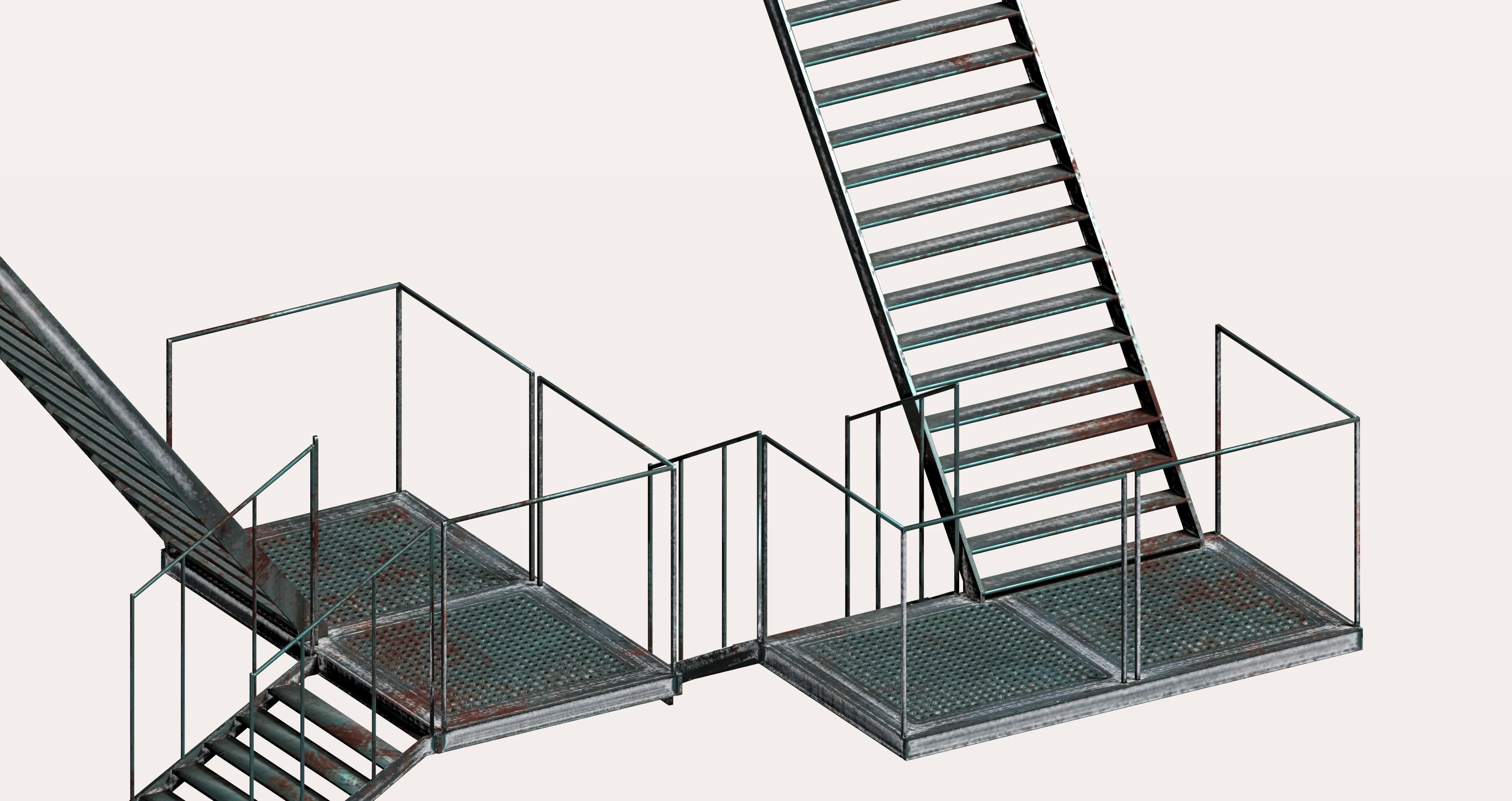 Modular multi-platform stairs 3D model_3