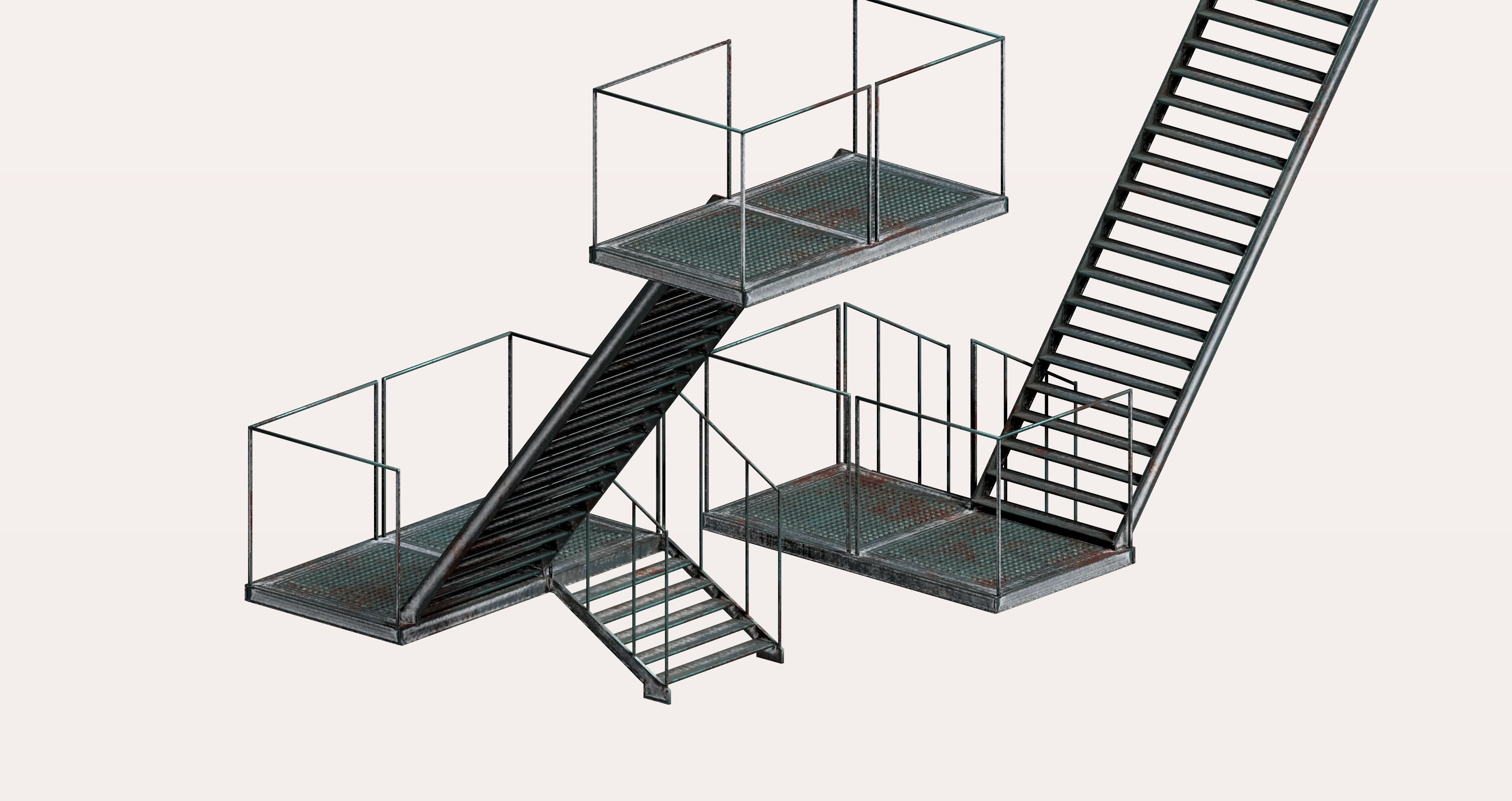 Modular multi-platform stairs 3D model_6