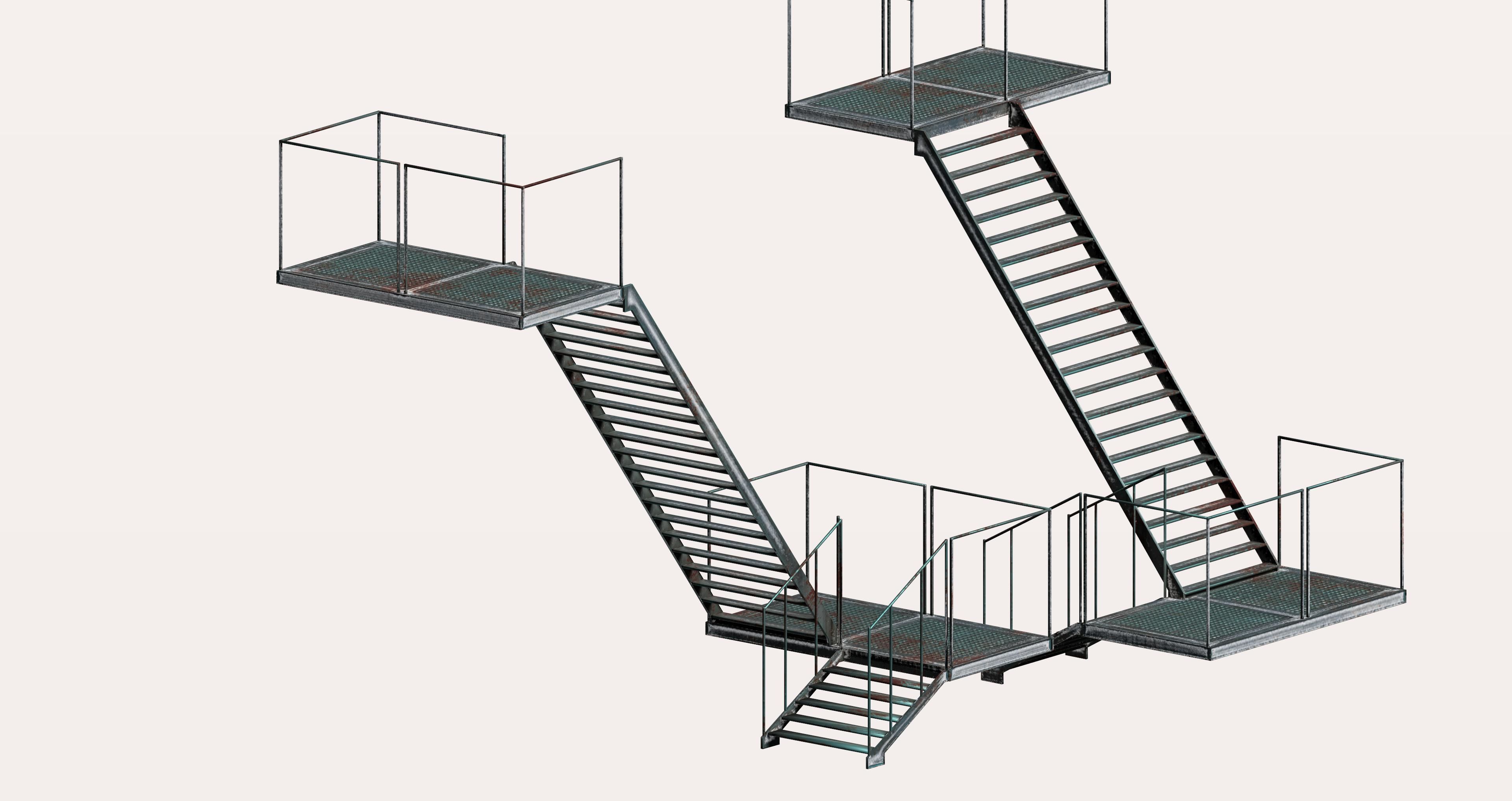 Modular multi-platform stairs 3D model_1
