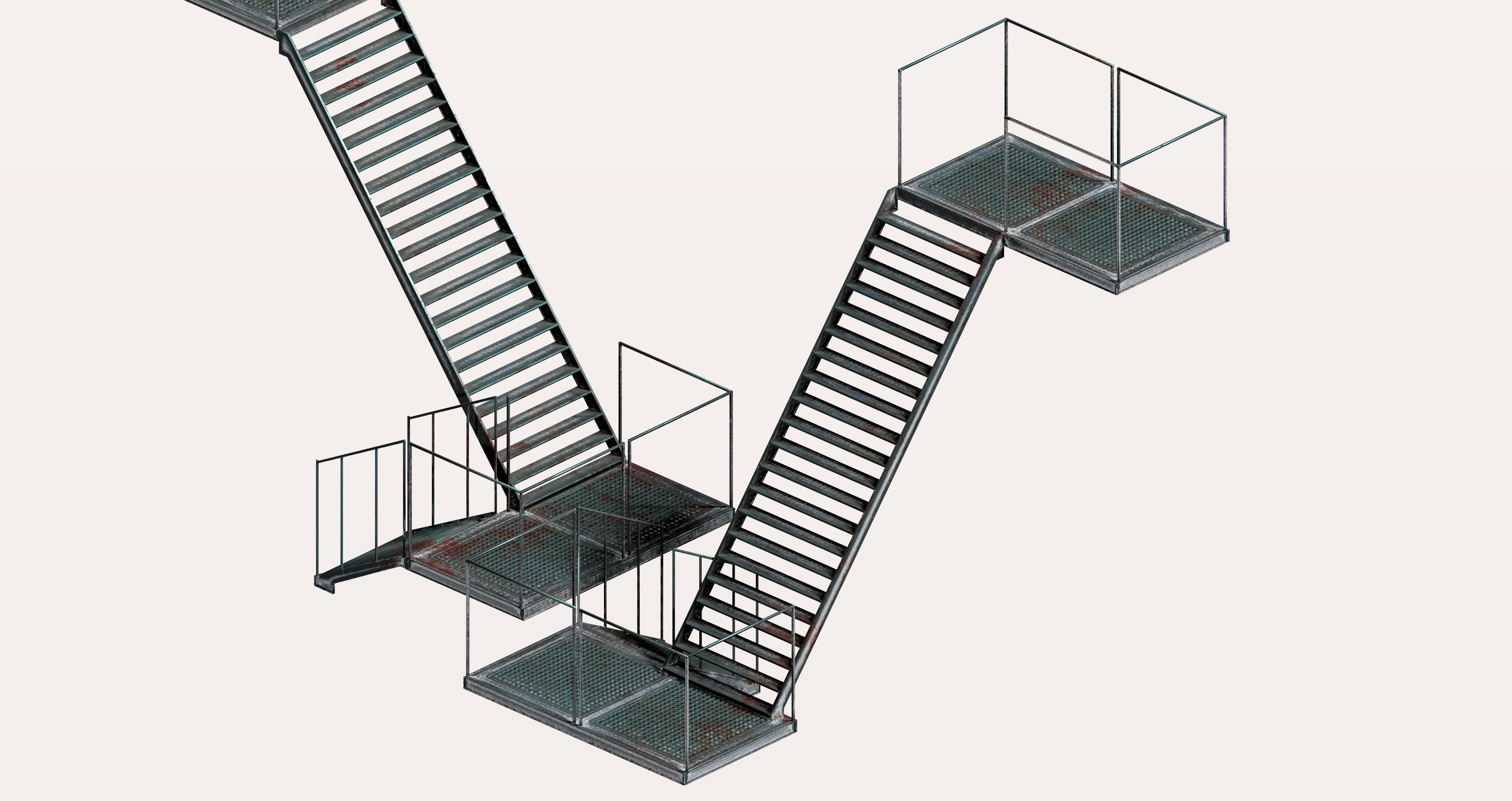 Modular multi-platform stairs 3D model_5