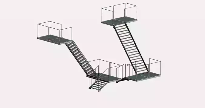 Modular multi-platform stairs 3D model
