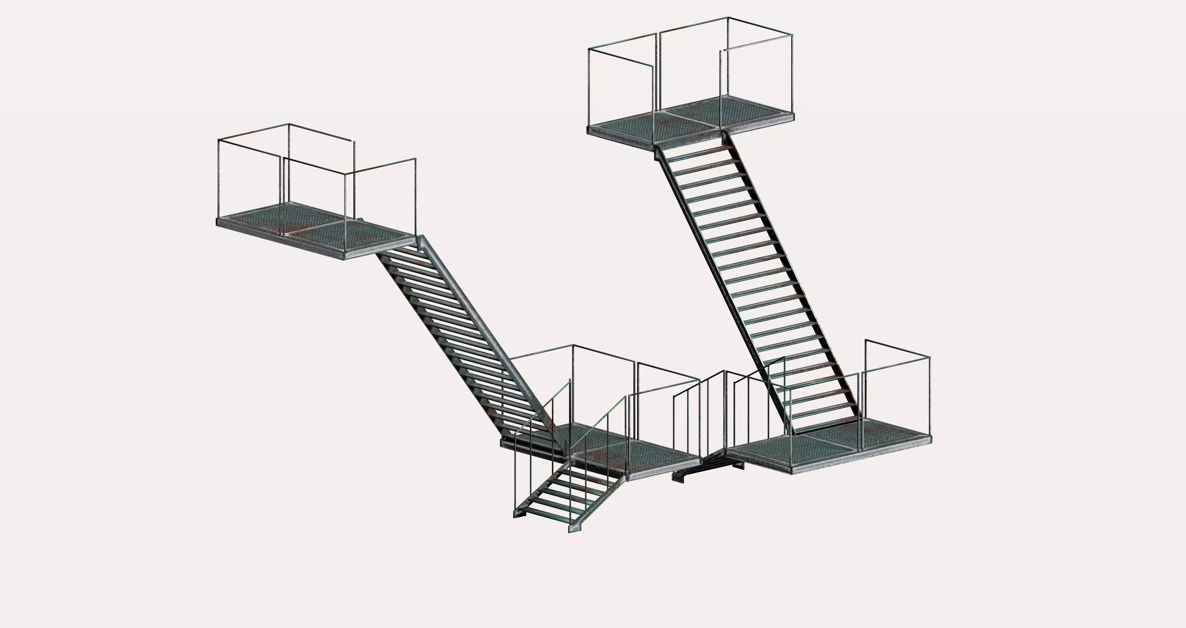 Modular multi-platform stairs 3D model_0