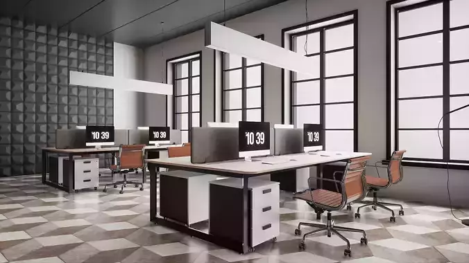 HQ ArchViz Modular Office Low-poly 3D model