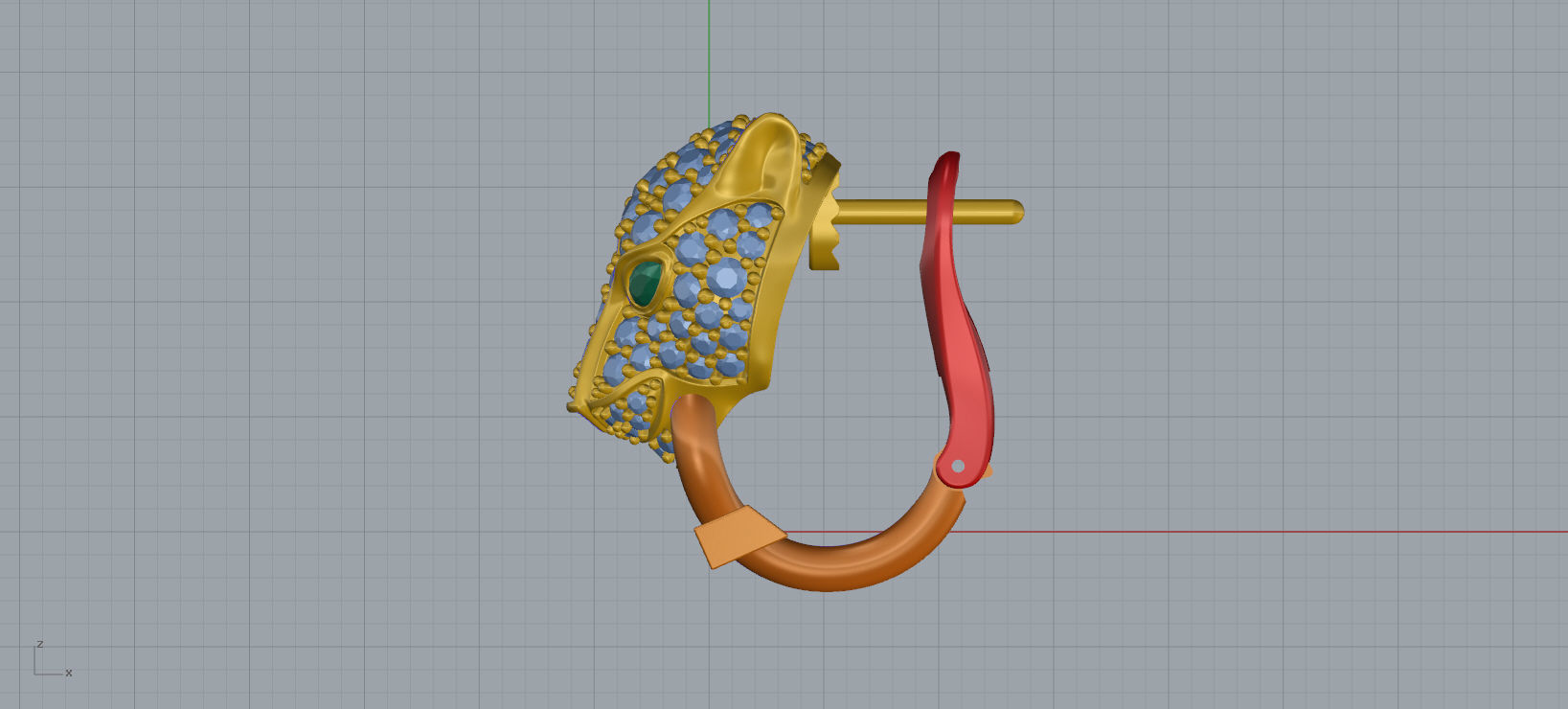 Panther Earrings with stones 3d print model C46 3D print model_19