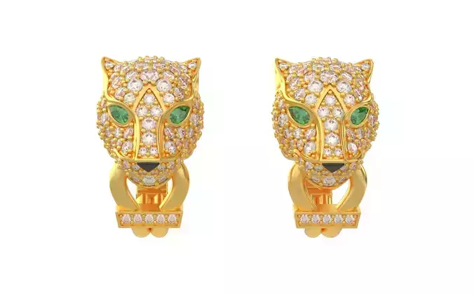 Panther Earrings with stones 3d print model C46