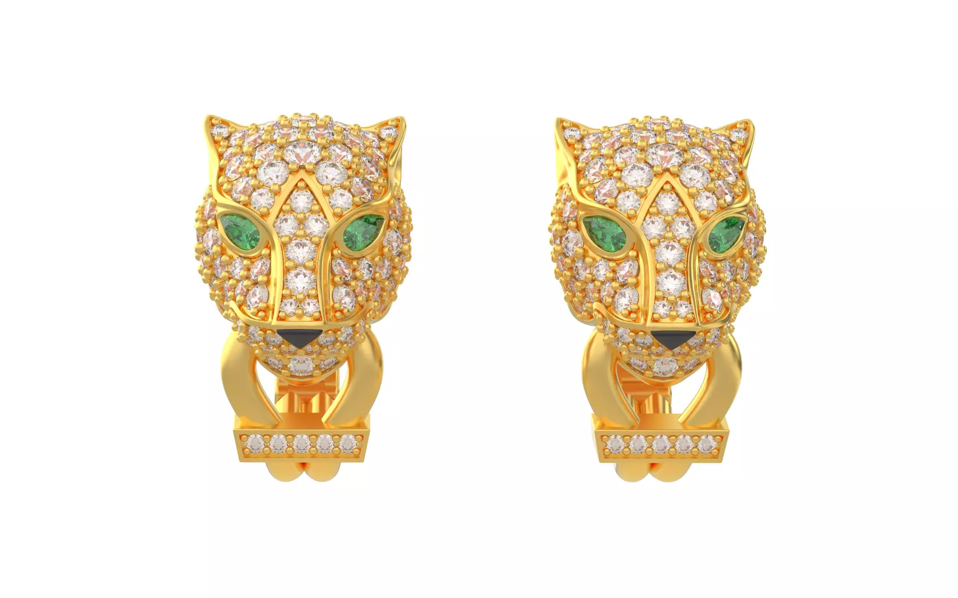 Panther Earrings with stones 3d print model C46 3D print model_0