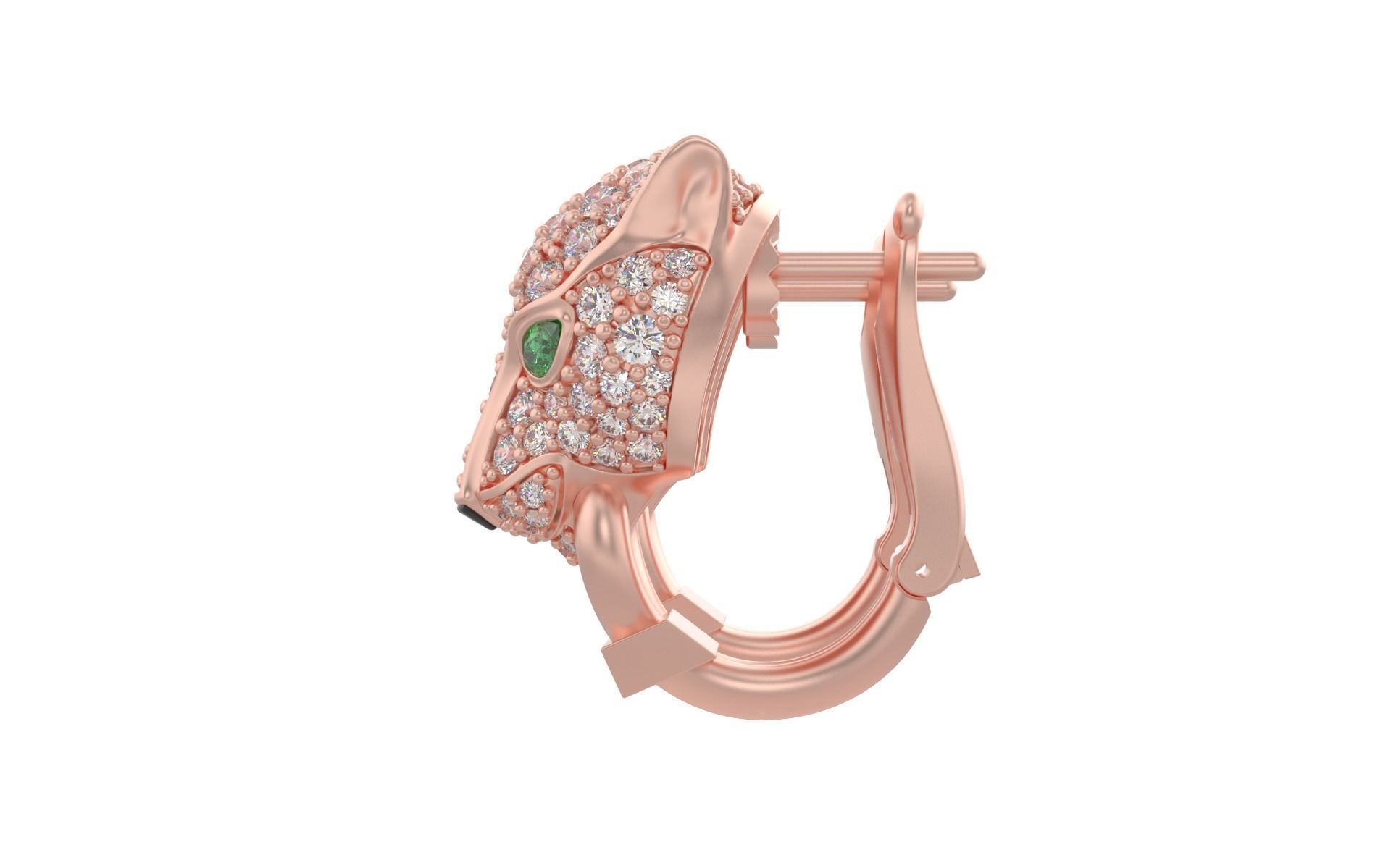 Panther Earrings with stones 3d print model C46 3D print model_12