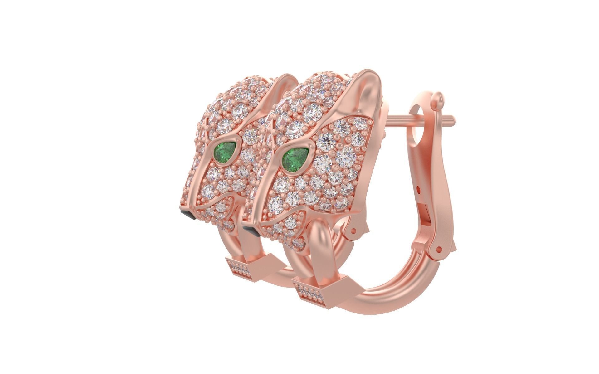 Panther Earrings with stones 3d print model C46 3D print model_10