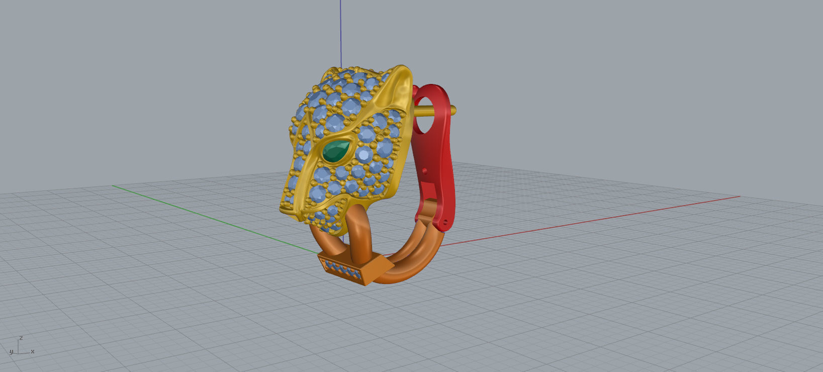 Panther Earrings with stones 3d print model C46 3D print model_21