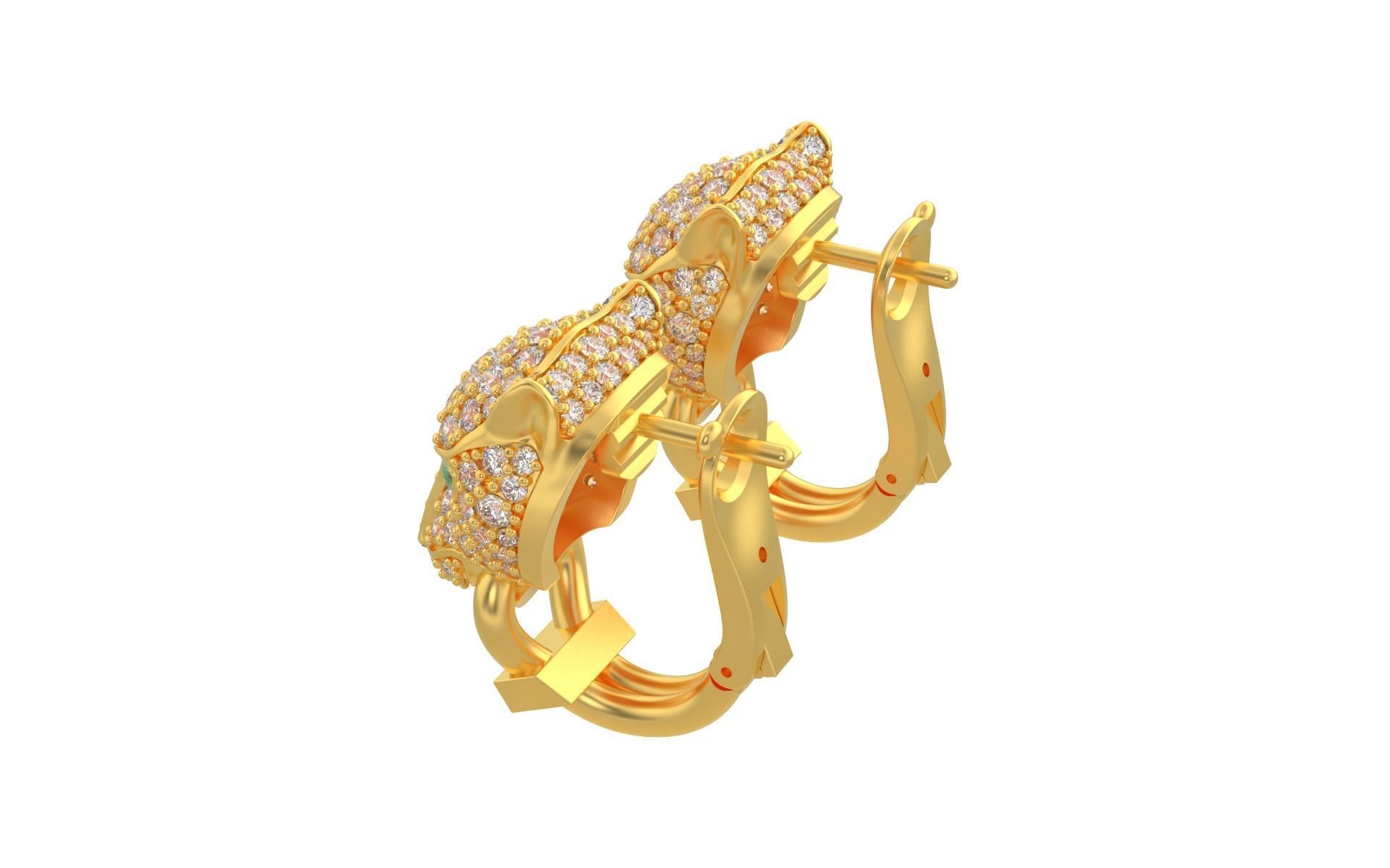 Panther Earrings with stones 3d print model C46 3D print model_4