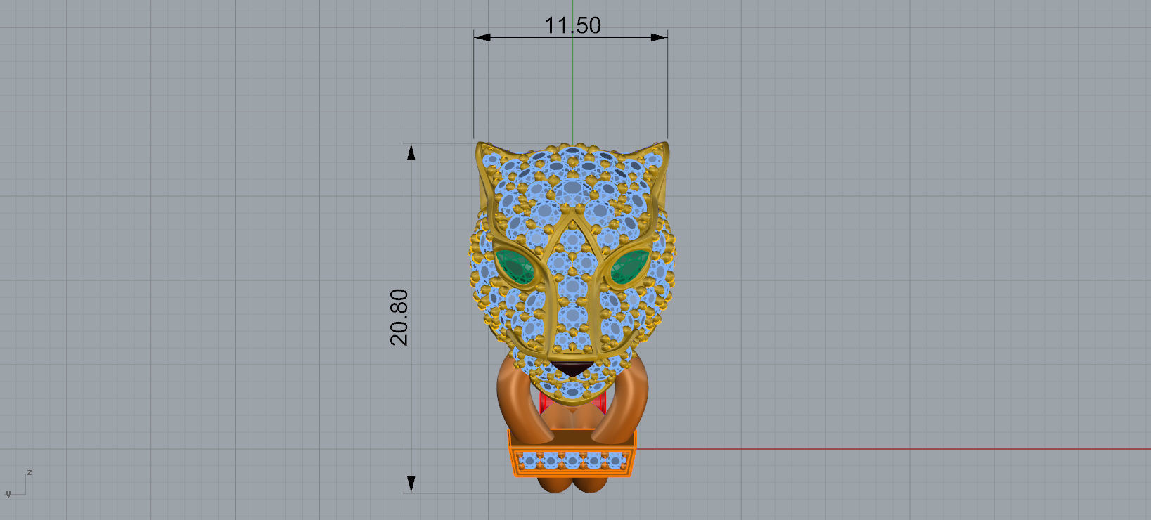 Panther Earrings with stones 3d print model C46 3D print model_23