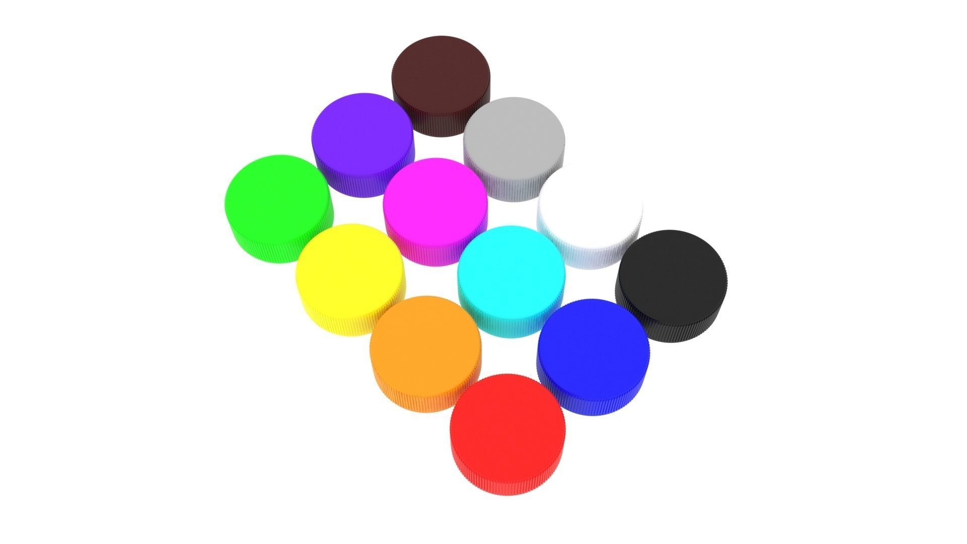 Plastic Bottle Caps Set 3D model_3