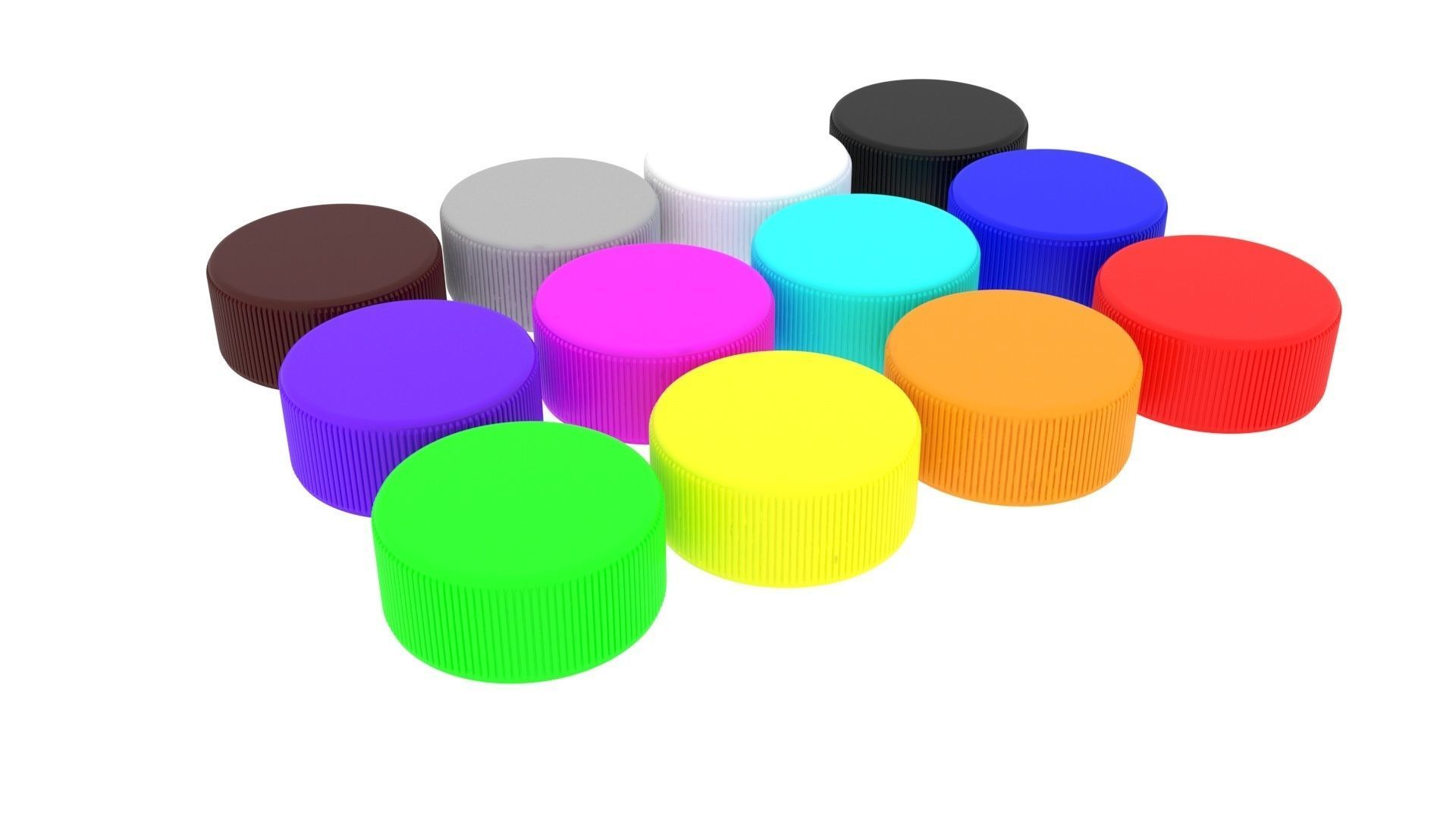 Plastic Bottle Caps Set 3D model_2