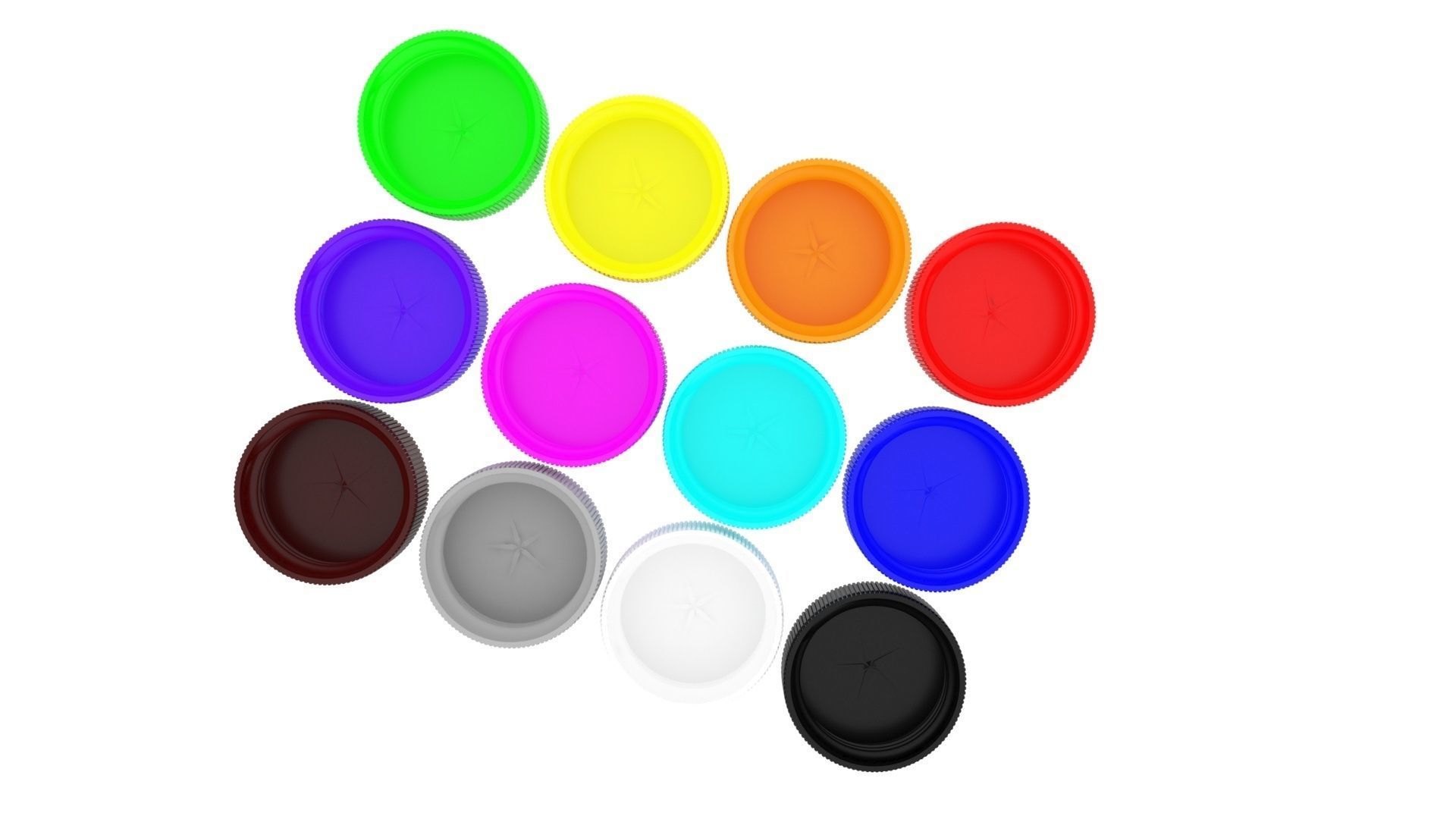 Plastic Bottle Caps Set 3D model_6