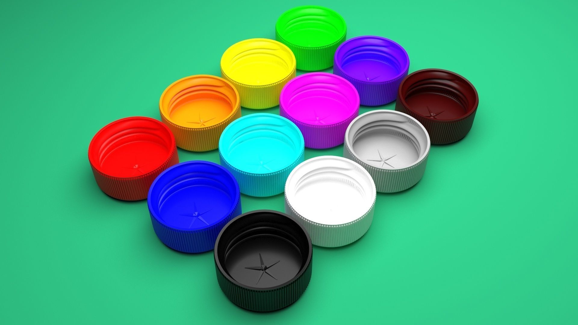 Plastic Bottle Caps Set 3D model_19
