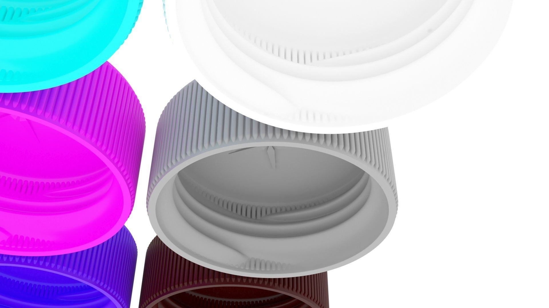 Plastic Bottle Caps Set 3D model_8