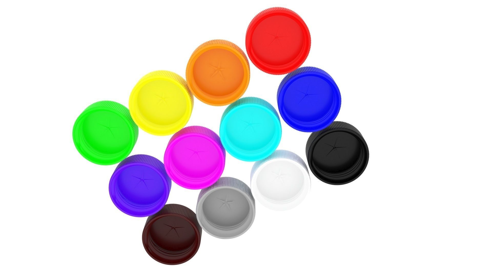 Plastic Bottle Caps Set 3D model_5