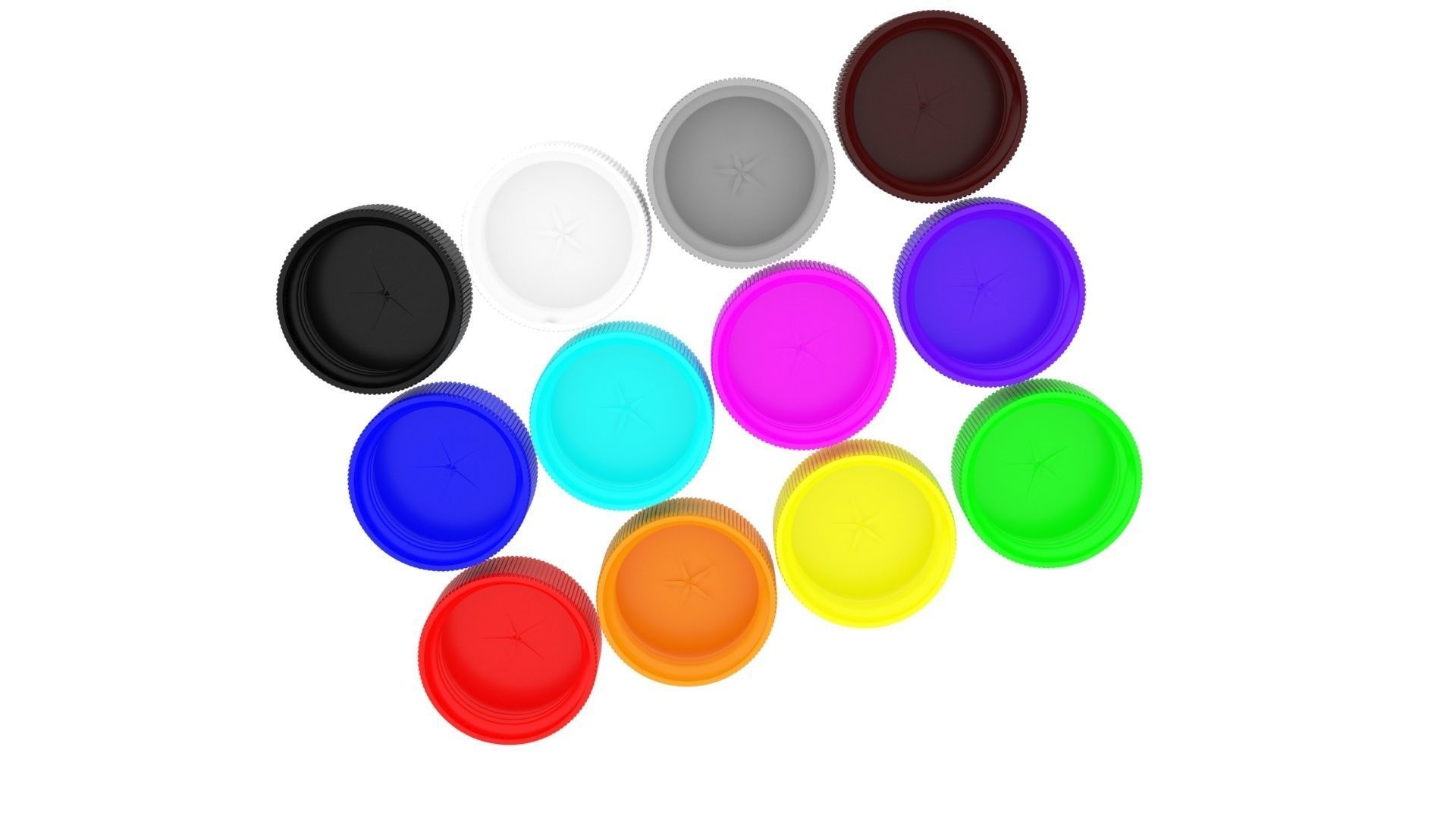 Plastic Bottle Caps Set 3D model_7