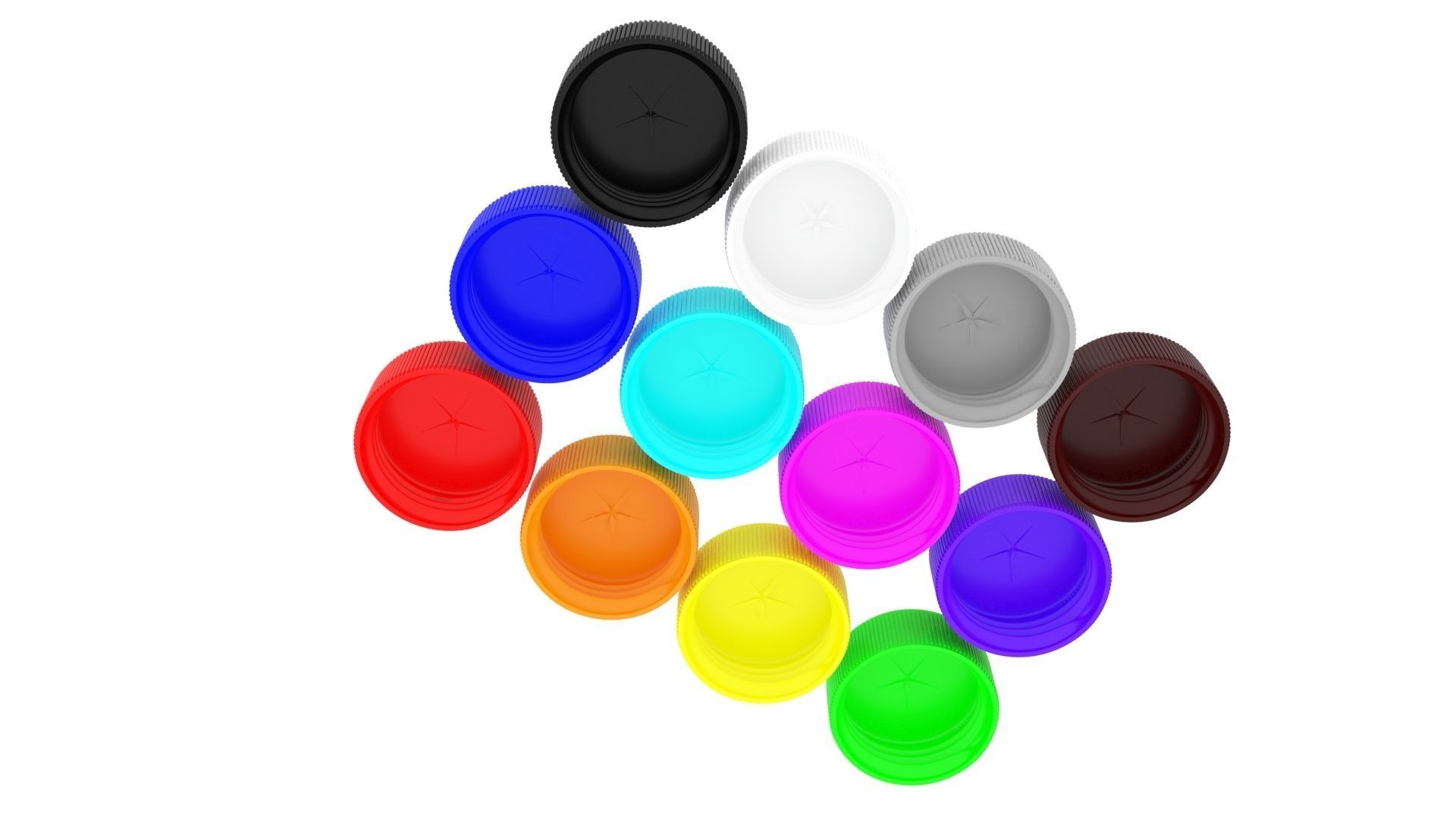 Plastic Bottle Caps Set 3D model_4