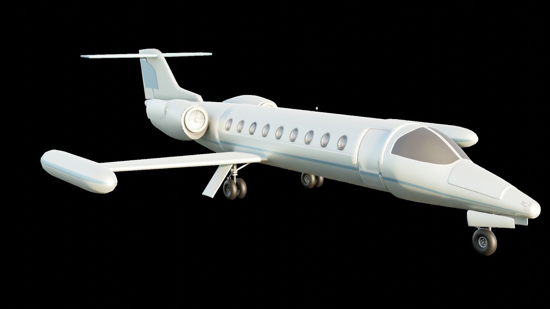 Low Poly Private Jet Low-poly 3D model_2