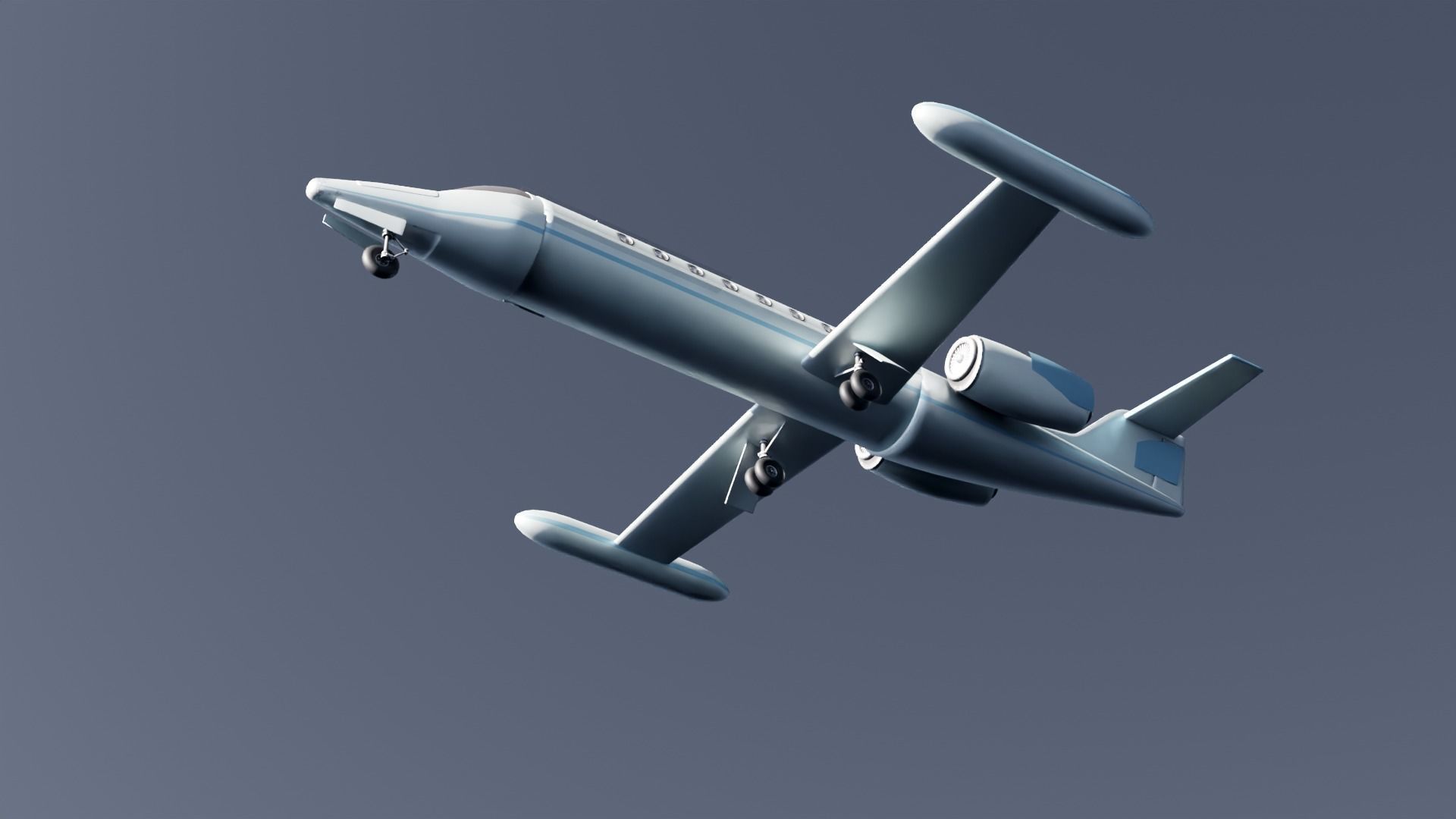 Low Poly Private Jet Low-poly 3D model_3