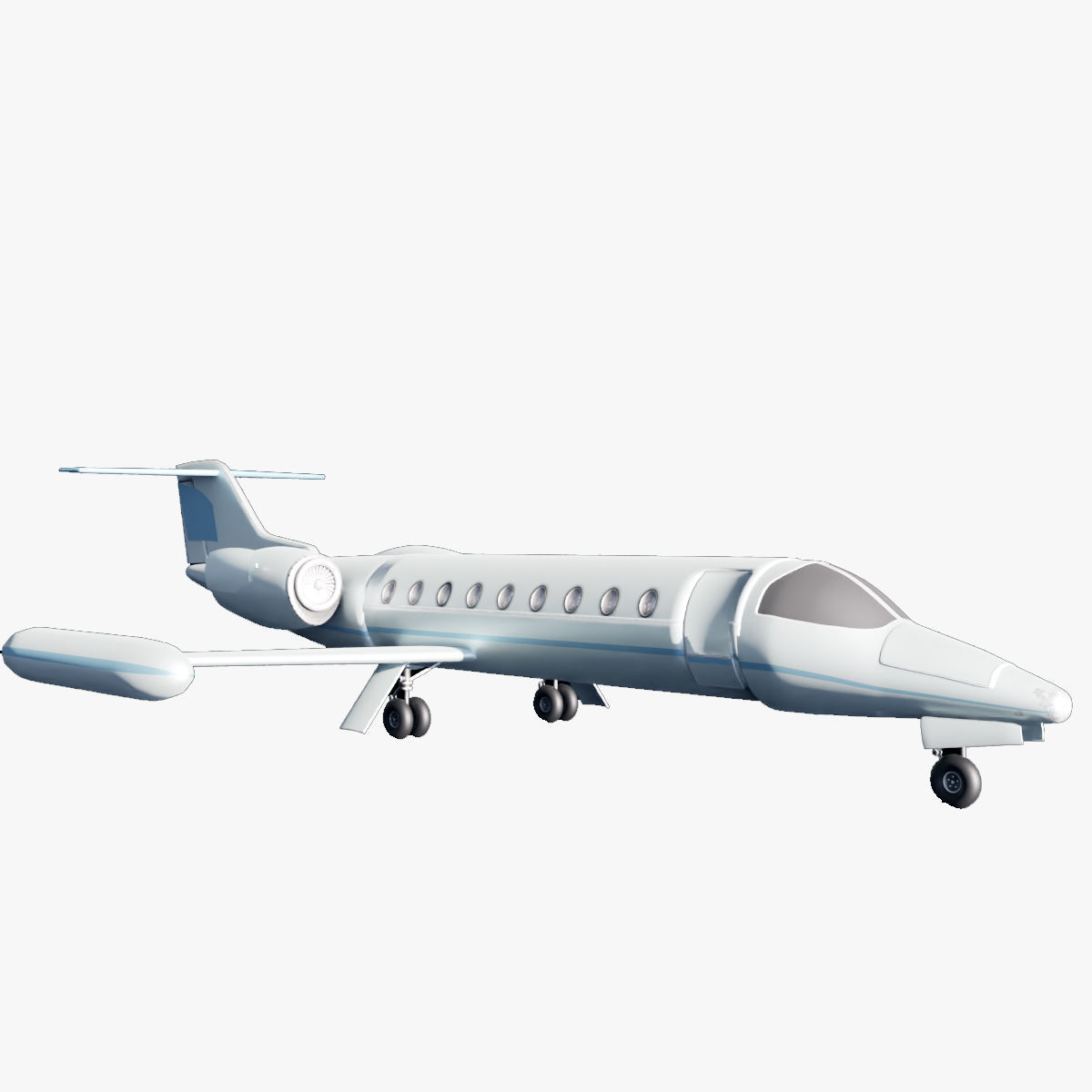 Low Poly Private Jet Low-poly 3D model_6