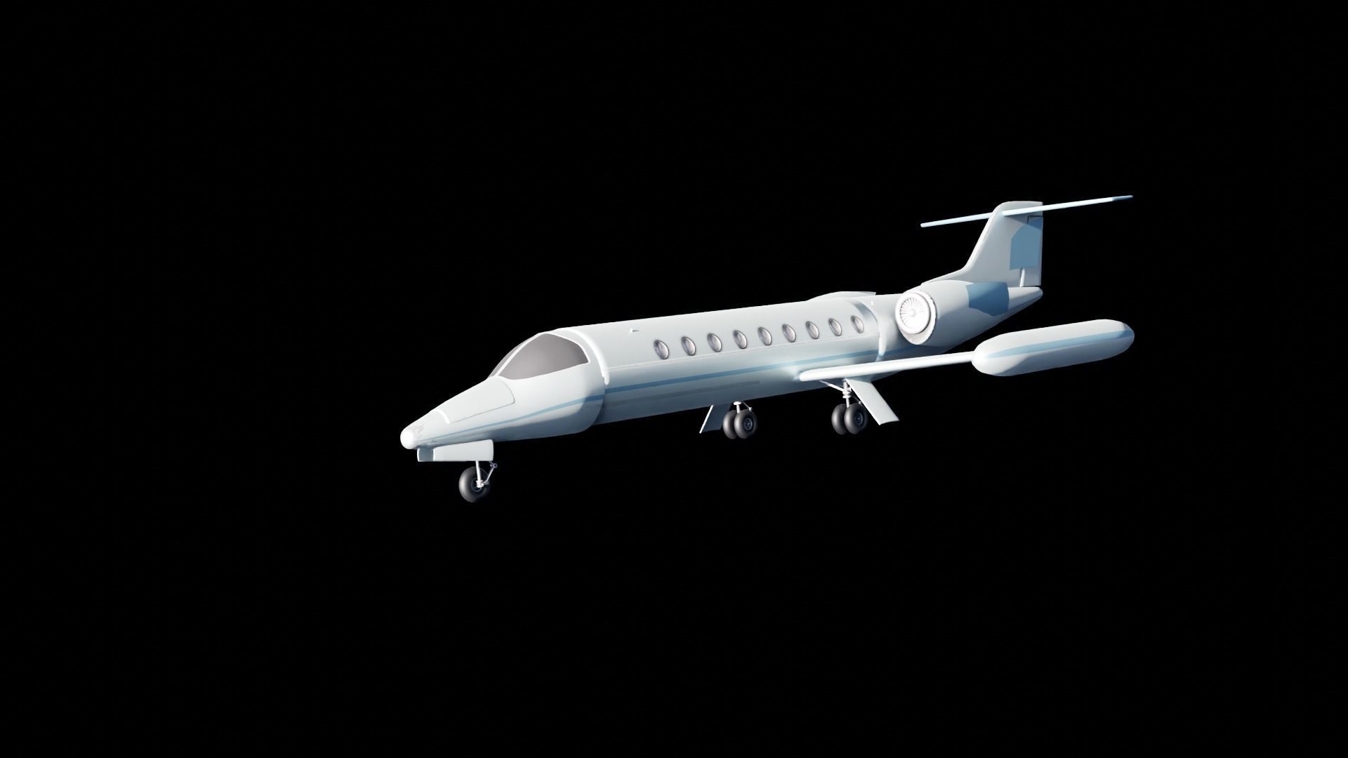 Low Poly Private Jet Low-poly 3D model_9