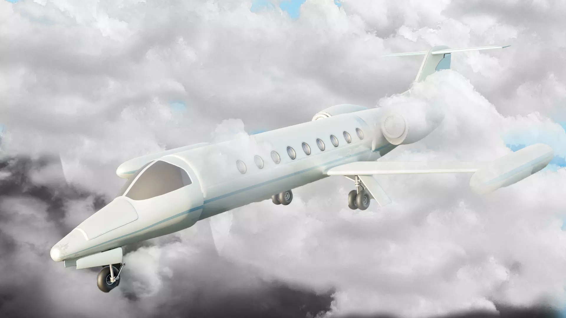 Low Poly Private Jet Low-poly 3D model_0