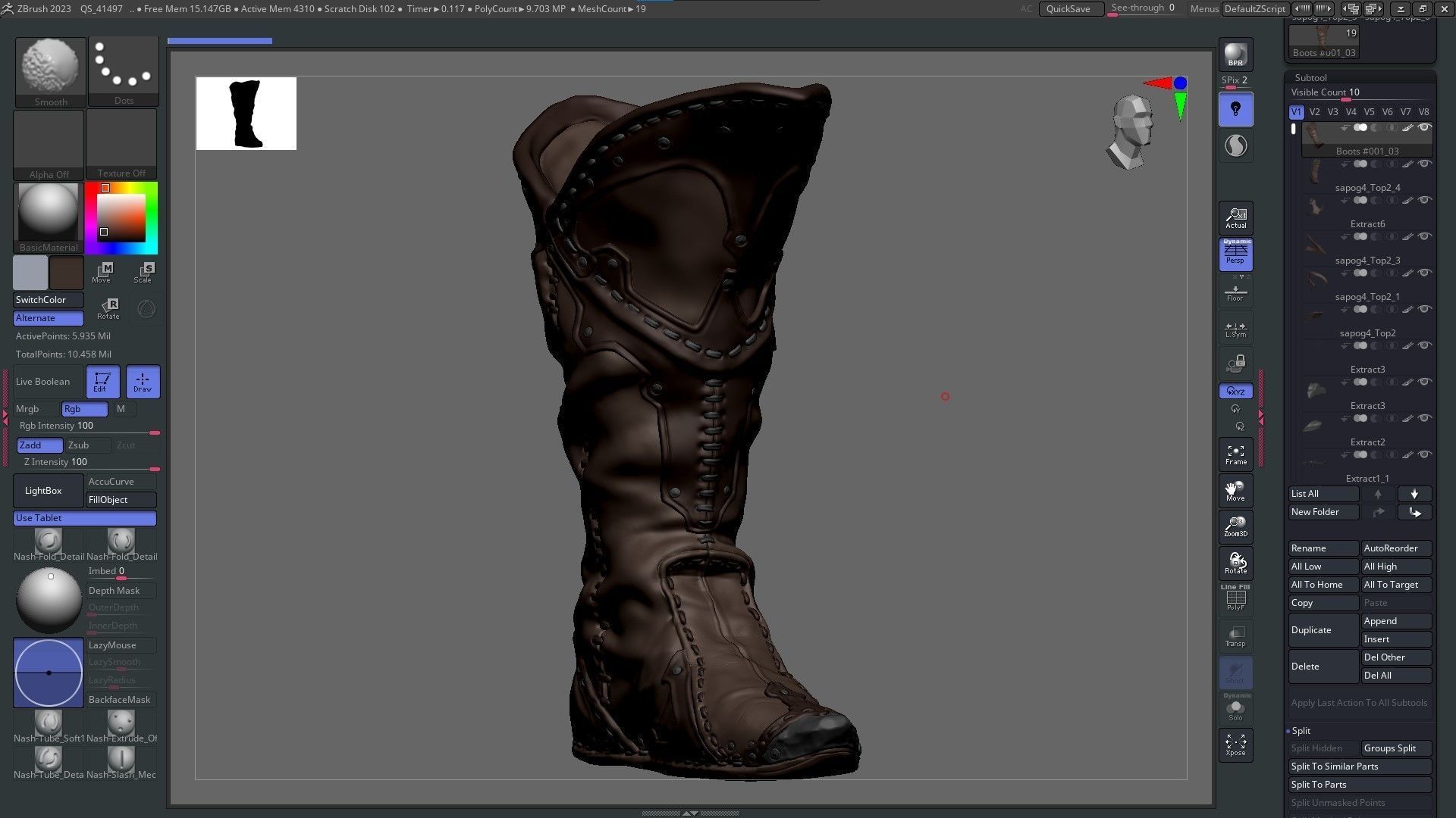 Medieval clothing Boots  001 ZBRUSH  OBJ   High Low Poly  UV   Low-poly 3D model_10