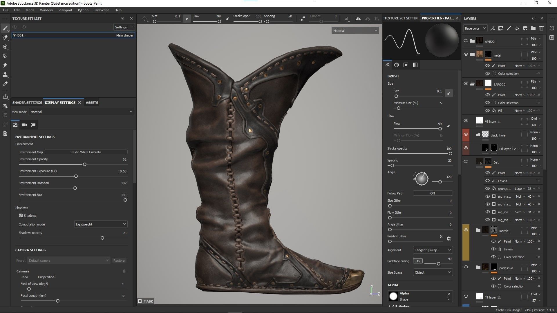Medieval clothing Boots  001 ZBRUSH  OBJ   High Low Poly  UV   Low-poly 3D model_8