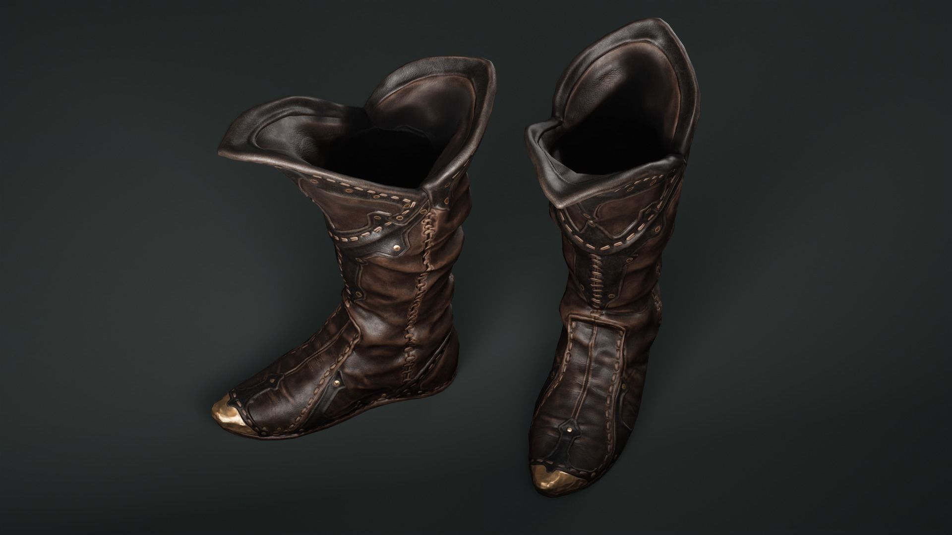 Medieval clothing Boots  001 ZBRUSH  OBJ   High Low Poly  UV   Low-poly 3D model_3