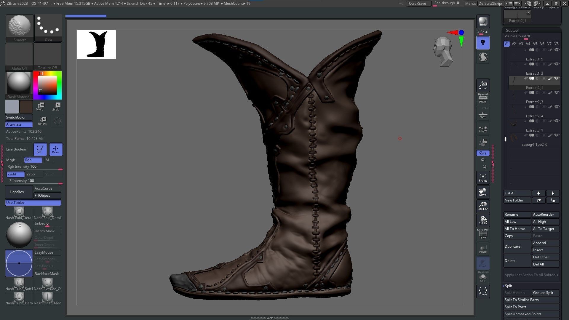 Medieval clothing Boots  001 ZBRUSH  OBJ   High Low Poly  UV   Low-poly 3D model_9