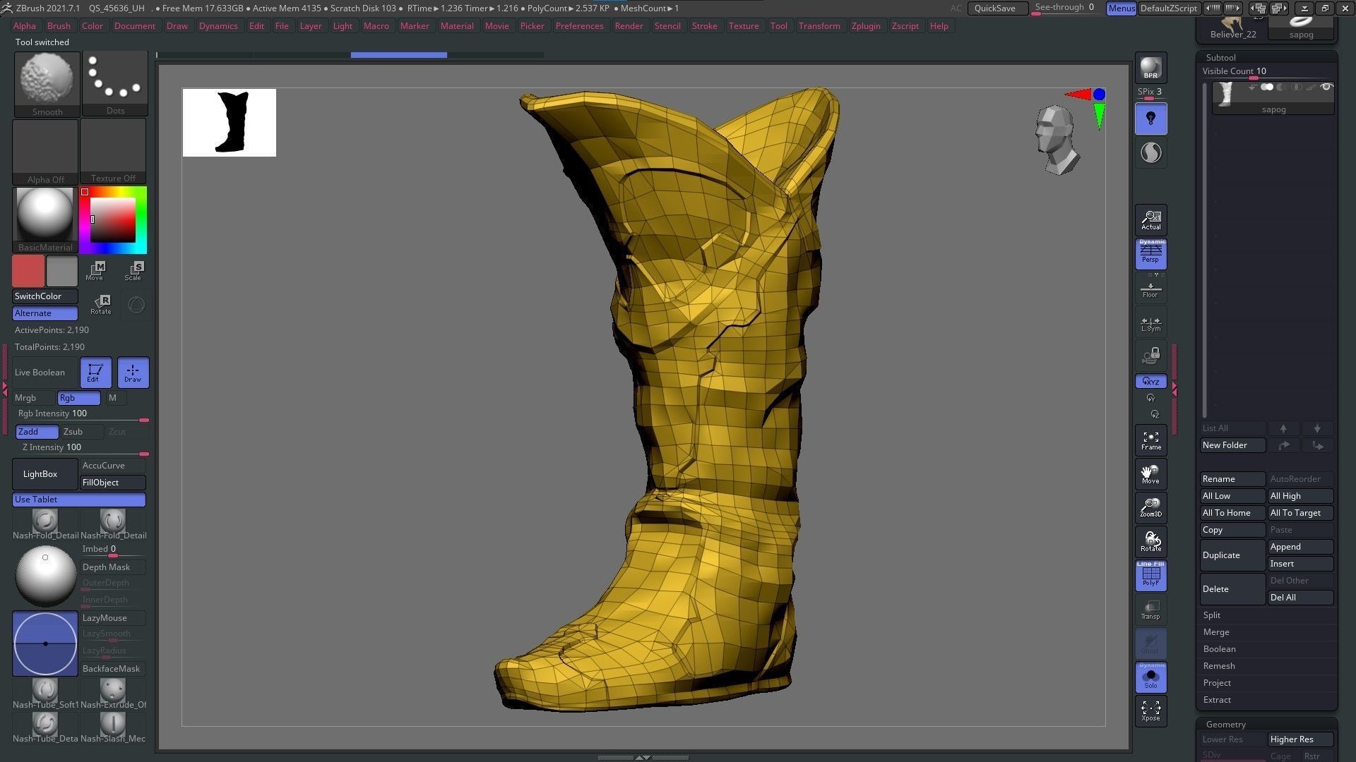 Medieval clothing Boots  001 ZBRUSH  OBJ   High Low Poly  UV   Low-poly 3D model_6