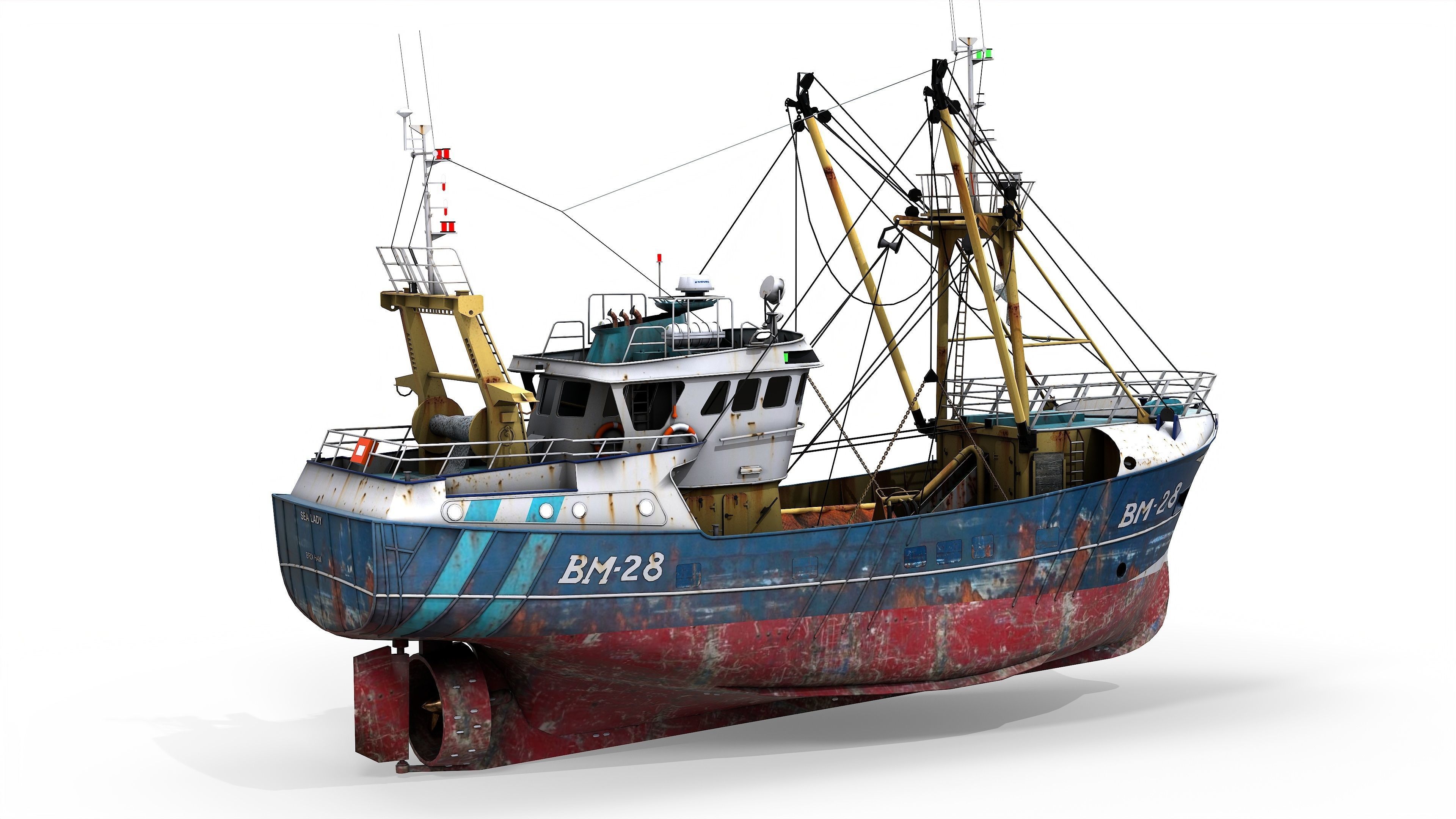 Trawler Sea Lady Low-poly 3D model_3