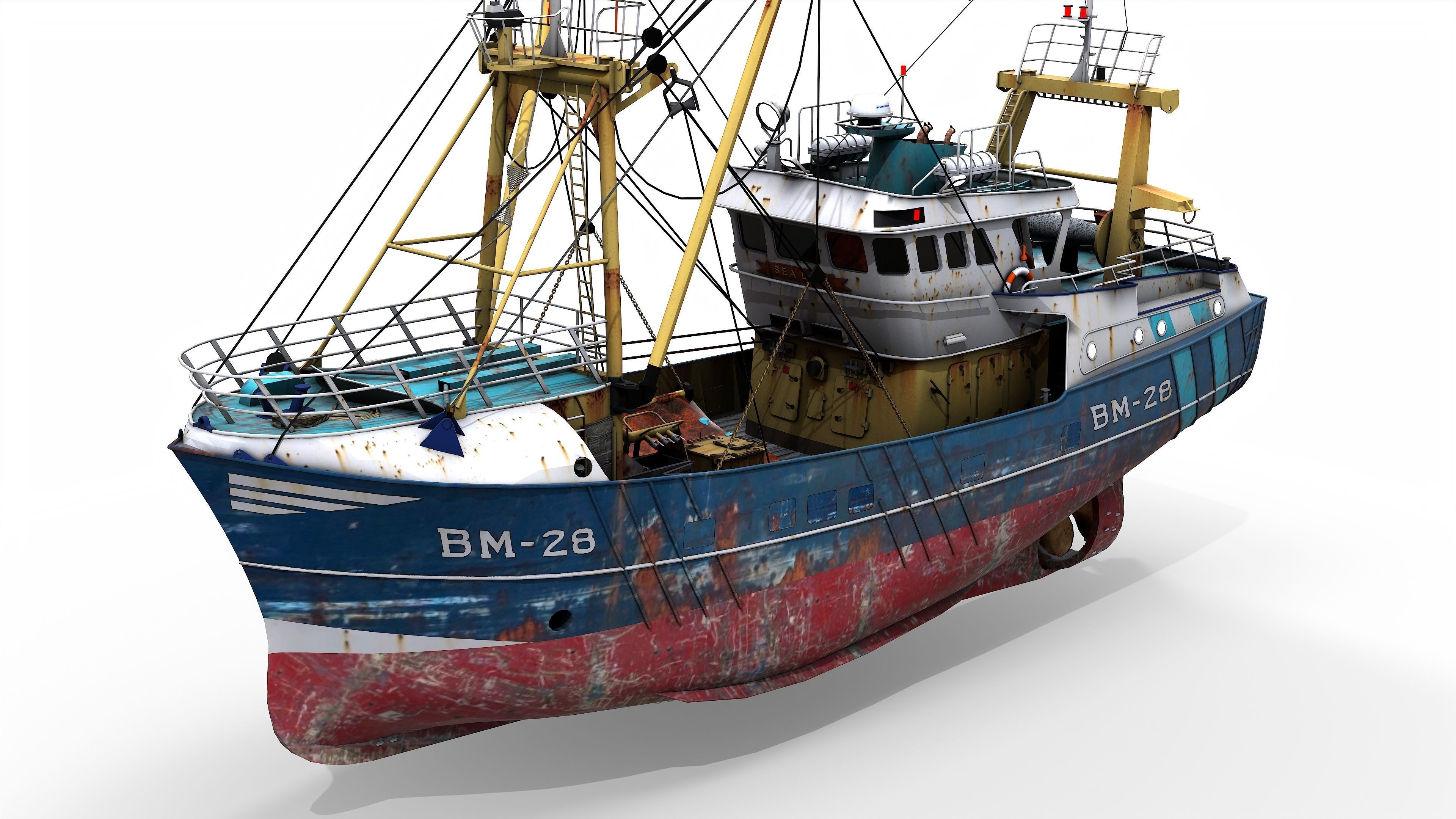 Trawler Sea Lady Low-poly 3D model_5