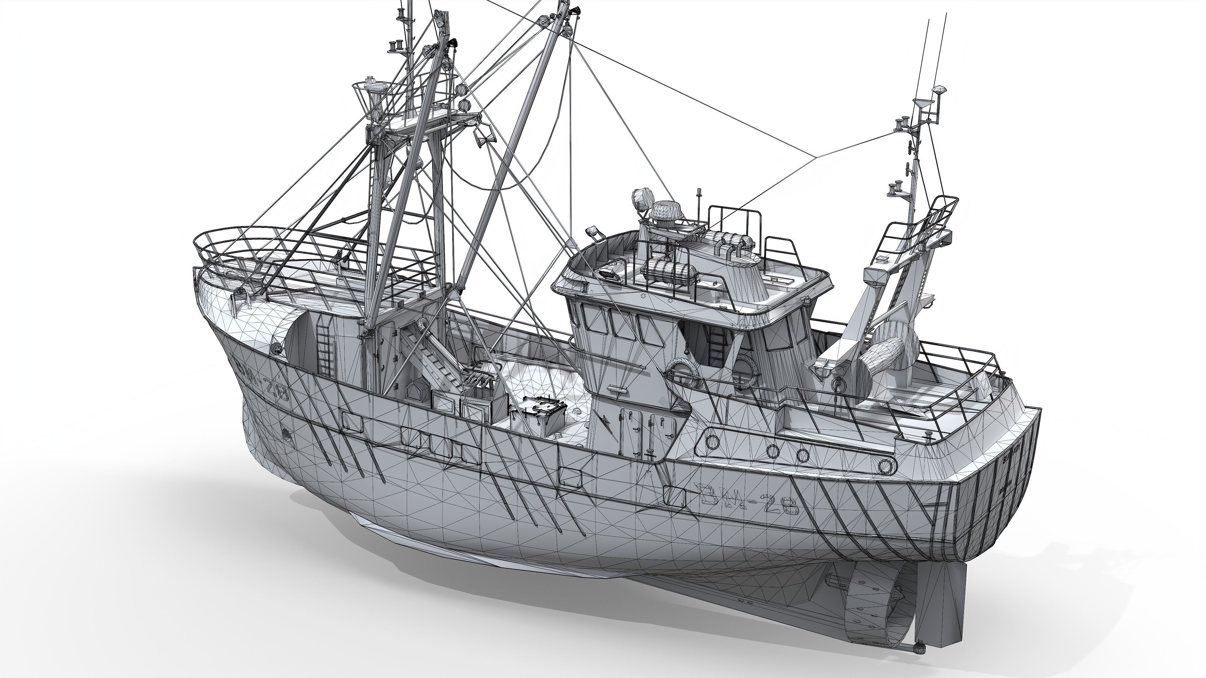 Trawler Sea Lady Low-poly 3D model_13